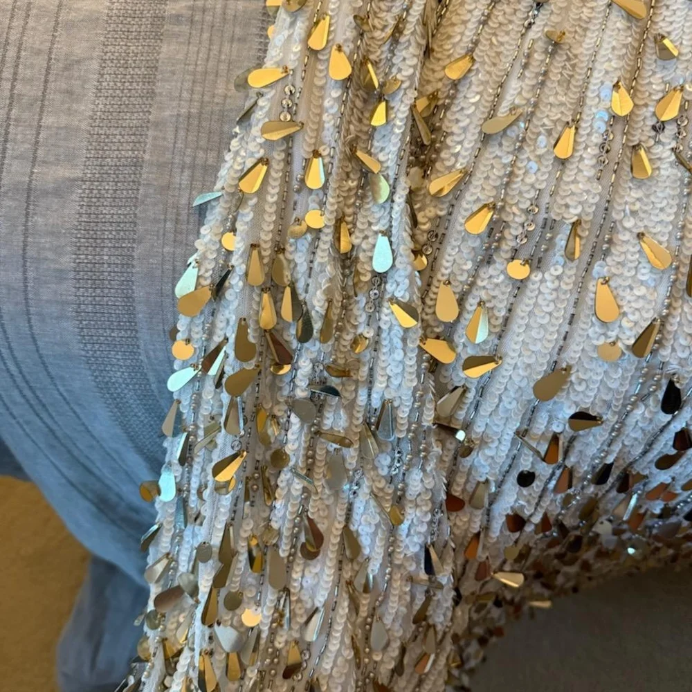Sequin Embellished Dress with Gold Accents - Picture 4 of 9